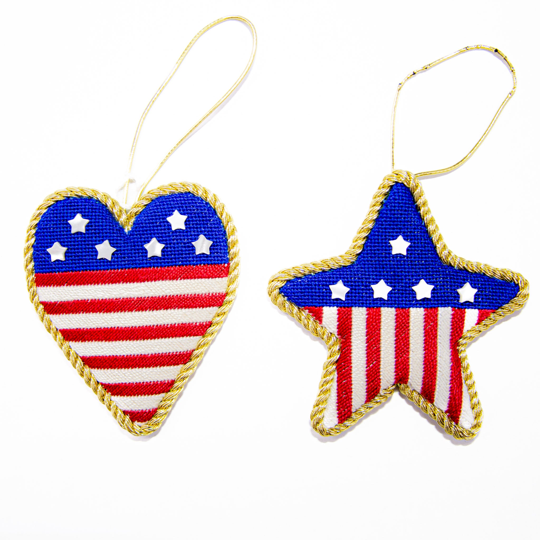 Patriotic Heart and Star Ornaments